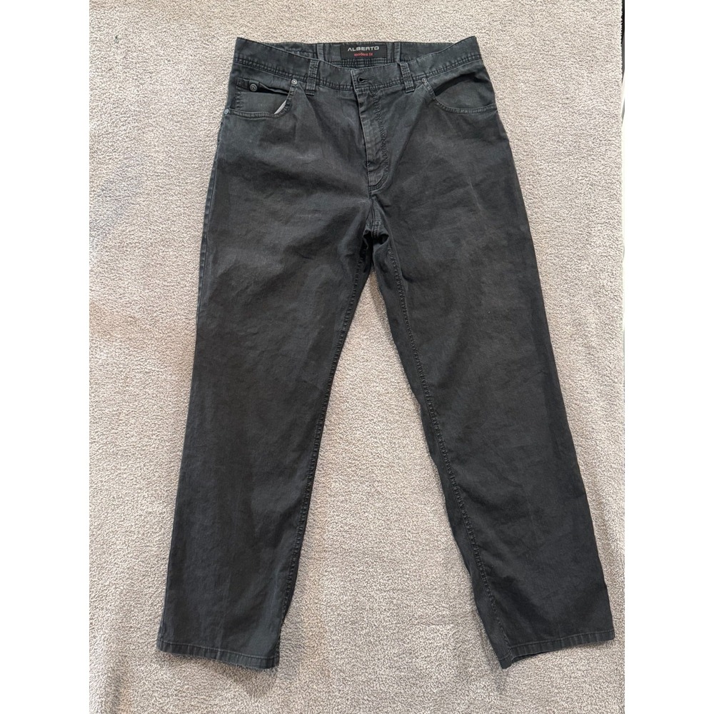 Alberto Men's Pants Modern Fit Gray Cotton Blend Casual Trousers Size (35/30)